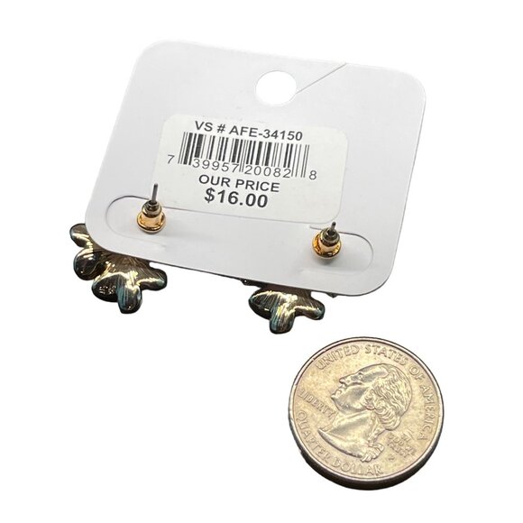 Charming Charlie MSRP $16 Gold Tone Hypoallergenic Floral Stud Earrings With Mul - Picture 4 of 7